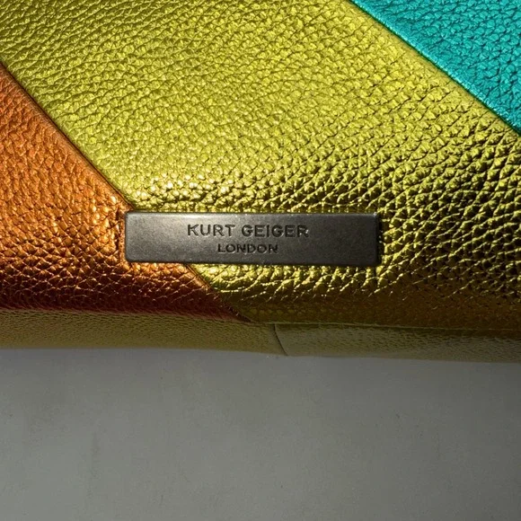 Kurt Geiger London XXL Kensington Bag Rainbow Metallic Leather Eagle Head NEW - Picture 12 of 14